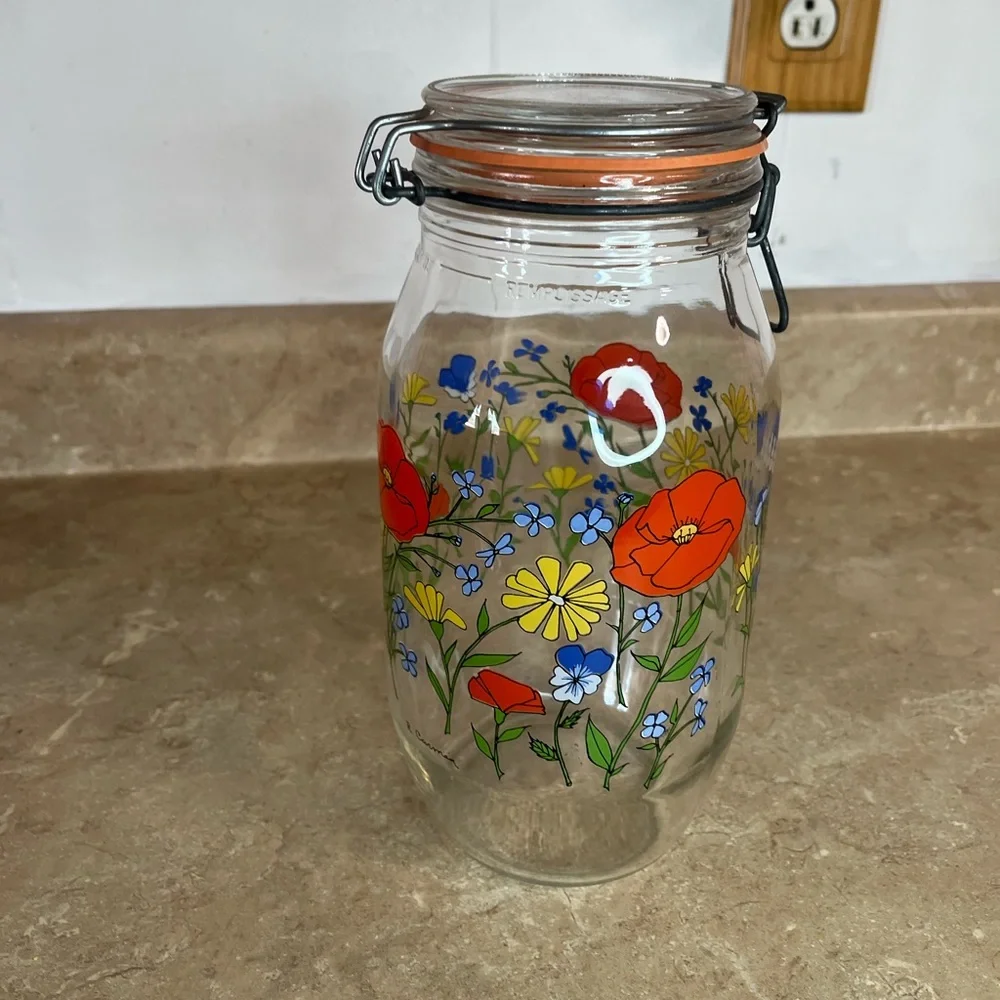 Vintage Arc France R. Carman Glass Jar